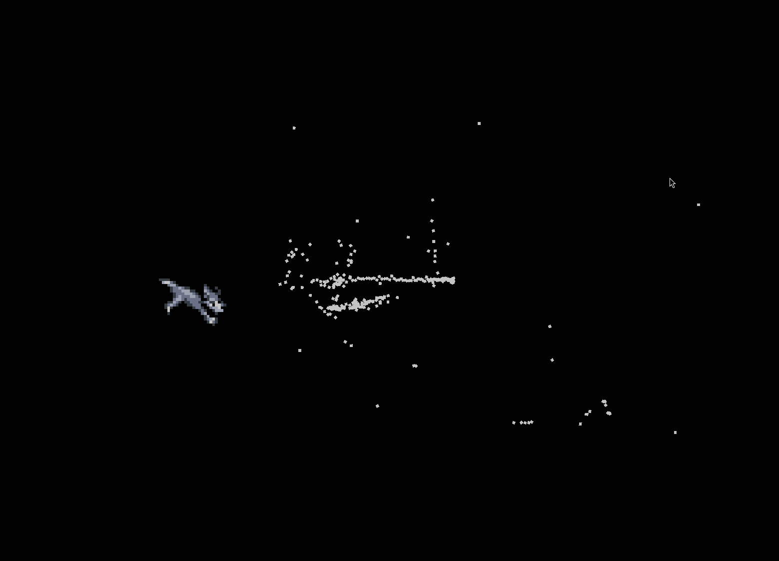 8-bit snow particles fallign into the void.